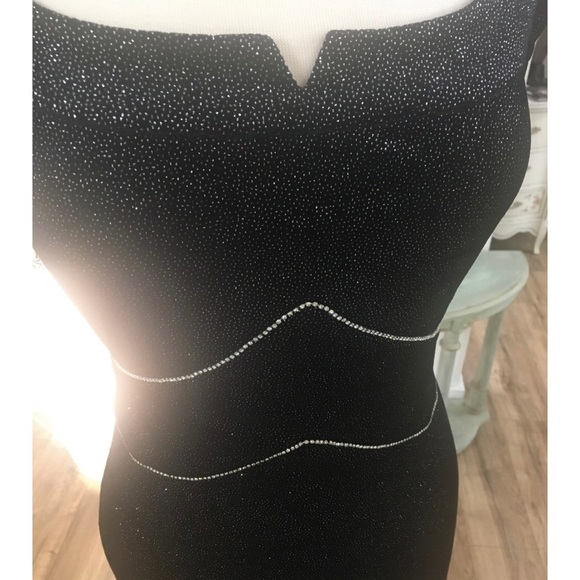 Art Deco Velvet Glitter Gown Black - Picture 7 of 12